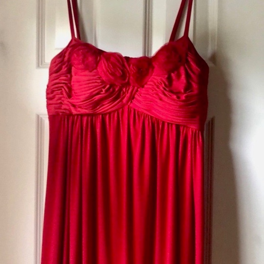 Red Gown Oleg Cassini Ruched Bodice Empire Waist